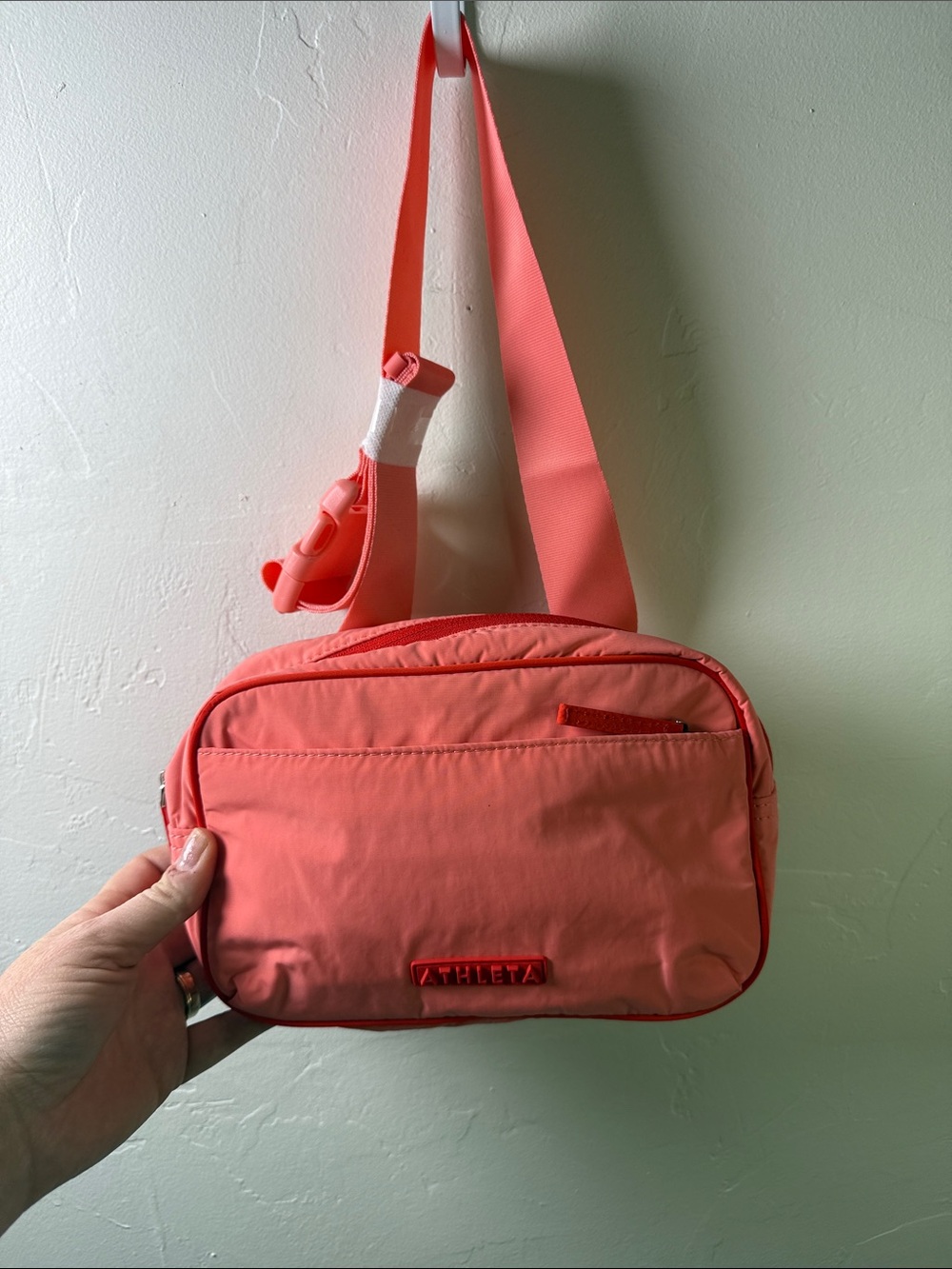 Athleta Coral Pink power of she Crossbody or Fanny Bag NWT